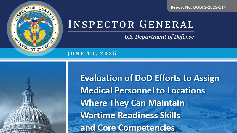 Evaluation of DoD Efforts